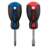 Juego de 2 destornilladores estria y plano 1/4" x 1 1/2" tipo trompo mango confortable pretul